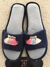 Women's NWT INC International Concepts Velour Tassel Slide Slippers