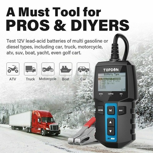 TOPDON BT100 12V Car Battery Tester Voltage Analyzer Automotive Testing Digital - Picture 10 of 10