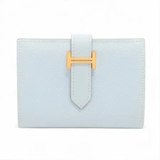 Hermès Bearn Mini Veau Epsom Compact Wallet Bleu Brume Gold Metal Fittings Z: 20