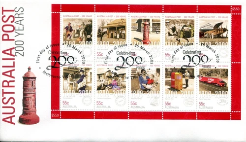 2009 Australia Post 200 Years - FDC Sheetlet Stamps