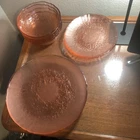 Vtg 12 Pink Glass Depression Rosaline Arcoroc Dinner-Dessert Plates-Cereal Bowl