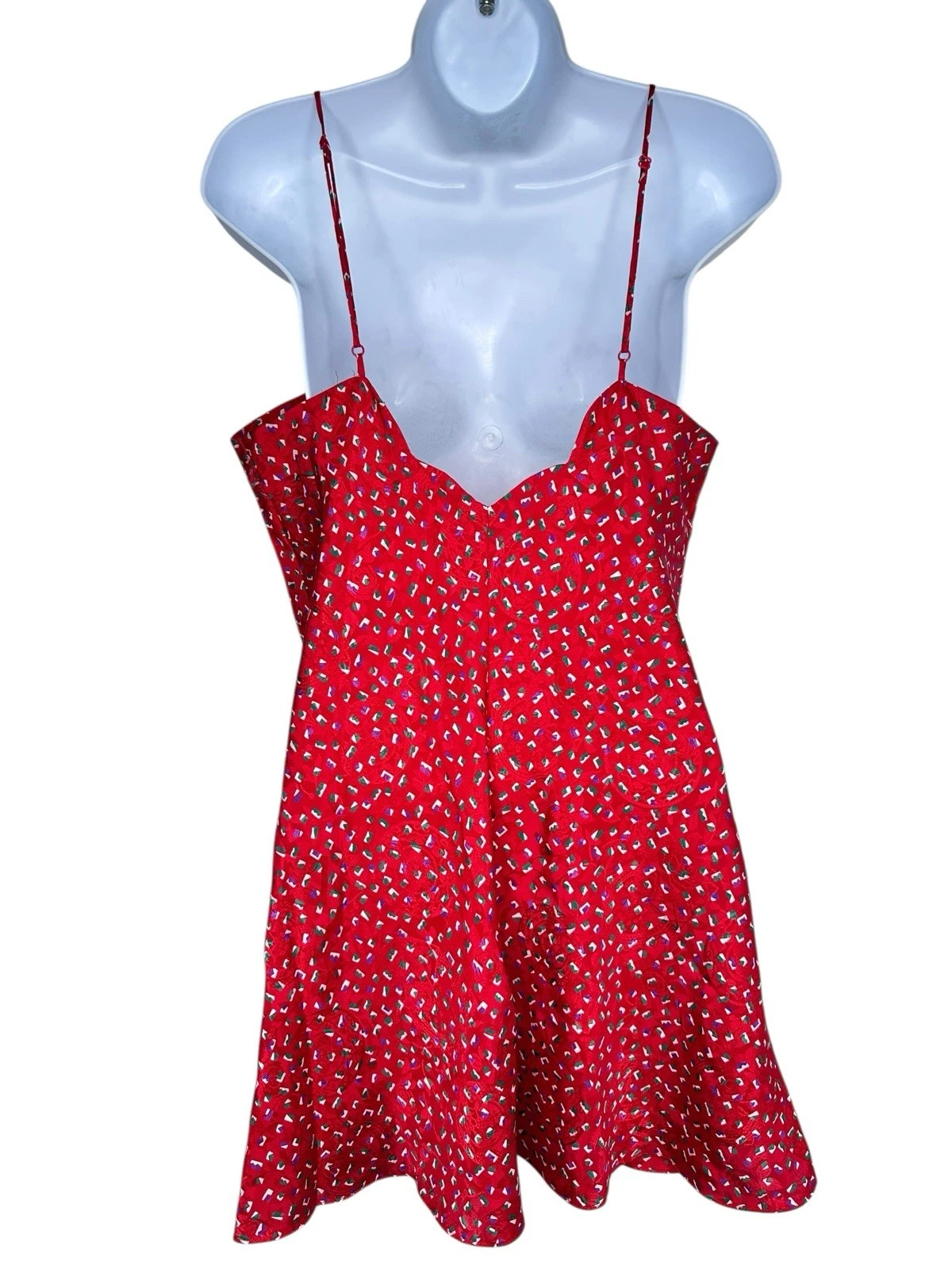 UNDERCOVER Abito rosso piccolo vintage Victoria's Secret etichetta oro nighty smerlato svasato anni 90 P