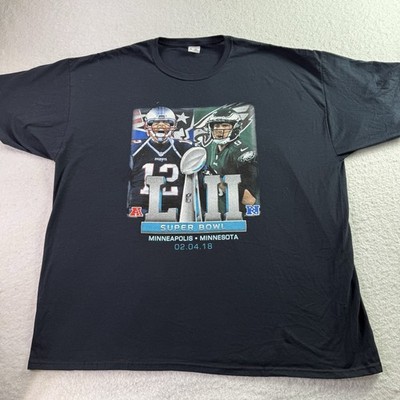NFL Super Bowl LII Patriots vs Eagles Men's  Double Sided T-Shirt Size 3XL EUC