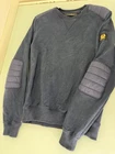 Belstaff Pullover Sweatshirt Mens Medium M French Terry Navy Elbow Pads Crewneck