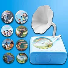 Kids Music Record Player with Speakers - 96 Recorded & 8 DIY Discs, Bluetooth So