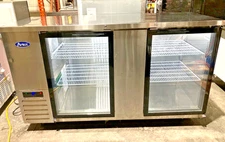 2022 Atosa MBB69GGR, 2-Glass Display Doors, 68" Wide, Back Bar Cooler. Used 3 Mo