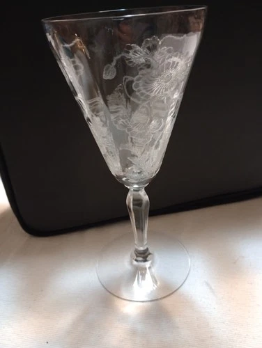 Fostoria Rogene Poppy Water Wine Goblets 7 1/2" Depression Crystal Antique