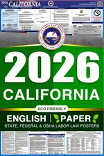 2026 California CA LABOR LAW POSTER (Federal & State) English Plain Paper