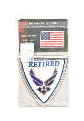 U.S. AIR FORCE RETIRED SHIELD CHROME  EMBLEM 