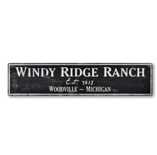 Custom Ranch Est Date City State Sign-Rustic HandMade Distressed Wood