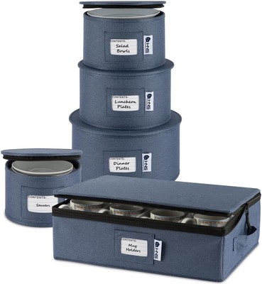 Hard Shell China Storage Containers 5-Piece Set Moving Boxes for Dinnerware,