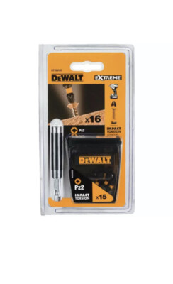 DEWALT Extreme Impact Torsions-Schraubendreher-Bits PZ2 x15 + magnetischer Bithalter