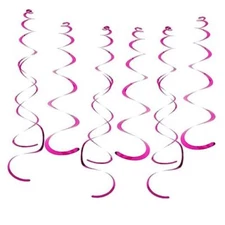 Fumwase 30 PCS Party Swirl Decorations Shinny Foil Hanging Swirl Hot Pink