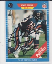 LEMUEL STINSON CHICAGO BEARS 1989 PRO SET #542 TEXAS TECH  AUTOGRAPHED CARD