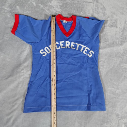 Vintage Champion Soccerettes Jersey Womens M (Fits S) V-Neck Nylon Blue 1980s - Picture 10 of 10