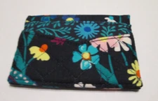 Vera Bradley Slim Card Case Midnight Garden NEW Card/ID holder Cotton Spot clean