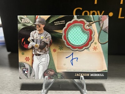 ?2024 Topps Holiday Auto Relic /25 JACKSON MERRILL RC Rookie San 