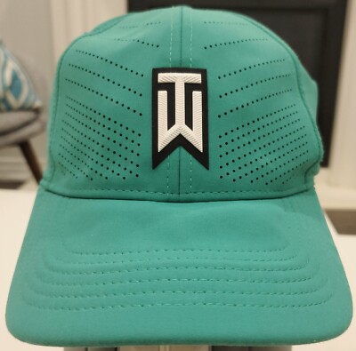 Tiger Woods TW Hat Cap fitted L/XL Heritage 86 Nike Golf Dri-Fit Green PGA  Tour