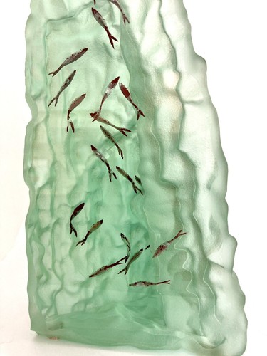 Yves Trucchi Kunst Glas Fischschule Skulptur Aquarium Briefbeschwerer Frankreich 10 Zoll - Bild 7 von 16