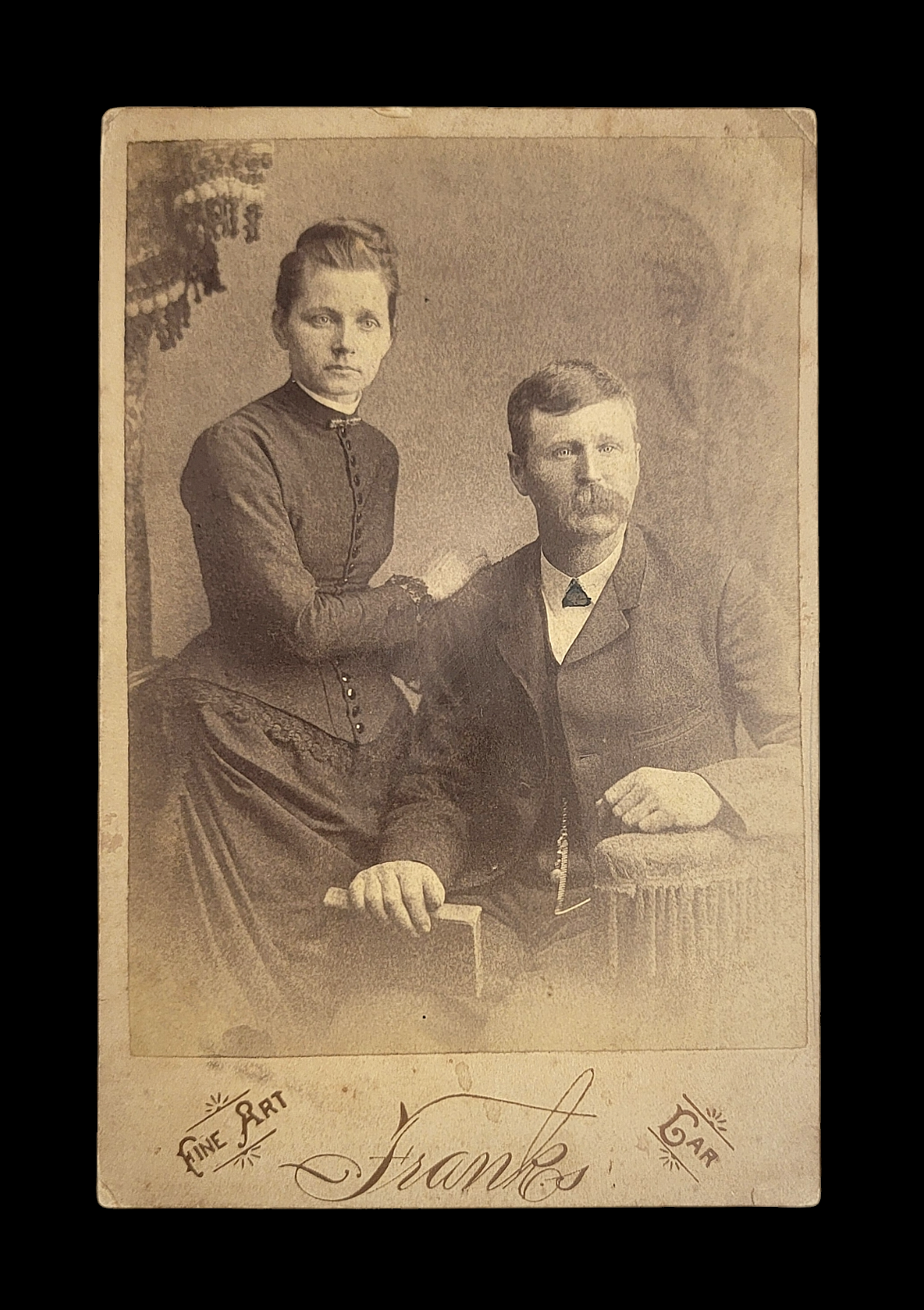 Original Vintage Antique Studio Cabinet Card Photo Lady Woman Gentleman Man Love