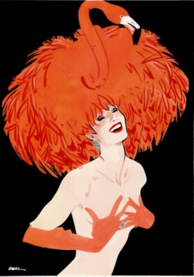 Flamingo : René Gruau : Fashion Illustration Art Print