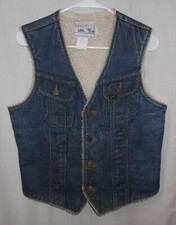 Lee Storm Rider Vest Denim Fleece Lined Biker Western Style Size Small