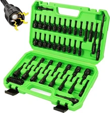 55-Piece Magnetic Nut Driver Set, Metric & SAE 1/4" Hex Shank, Impact Driver ...