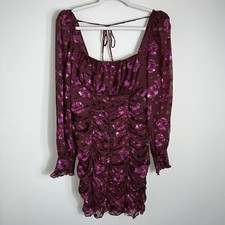 ASTR The Label Rosalee Dress-Fuchsia Burnout Floral-Sexy Bodycon-Ruched-Medium