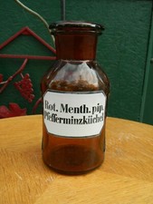 Flasche Glas Apotheke Antik Rot Menth Pip Pfefferminzkuchel