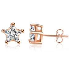 Star Stud Earring 925 Sterling Silver 5 Prong Star Earrings 14k Gold Plated 
