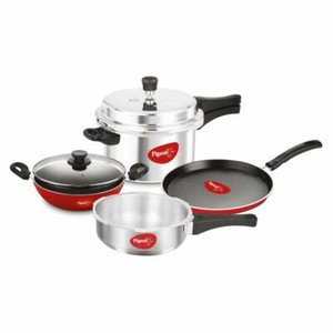 Induction Base Aluminium Cookware Set 4 Pieces- Cooker Pan Tawa & Kadhai