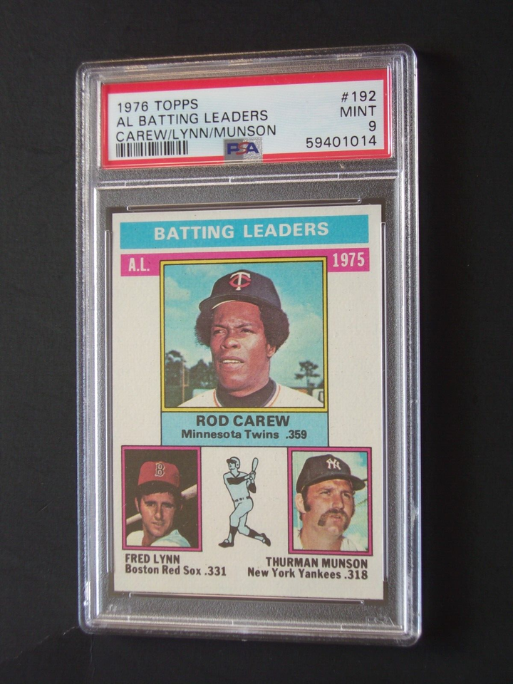 1976 Topps Baseball, AL Batting Leaders, Carew/Lynn/Munson, Card 192, PSA9 eBay
