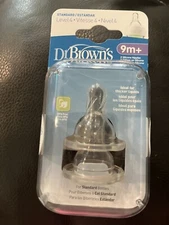 Dr. Brown's Natural Flow Standard Silicone Bottle Nipple, Level 4 9m 2 Count New