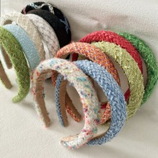 Knitting Hairband Elastic Womens Plaid Headband Wide Hair Hoop Bands Headdress  