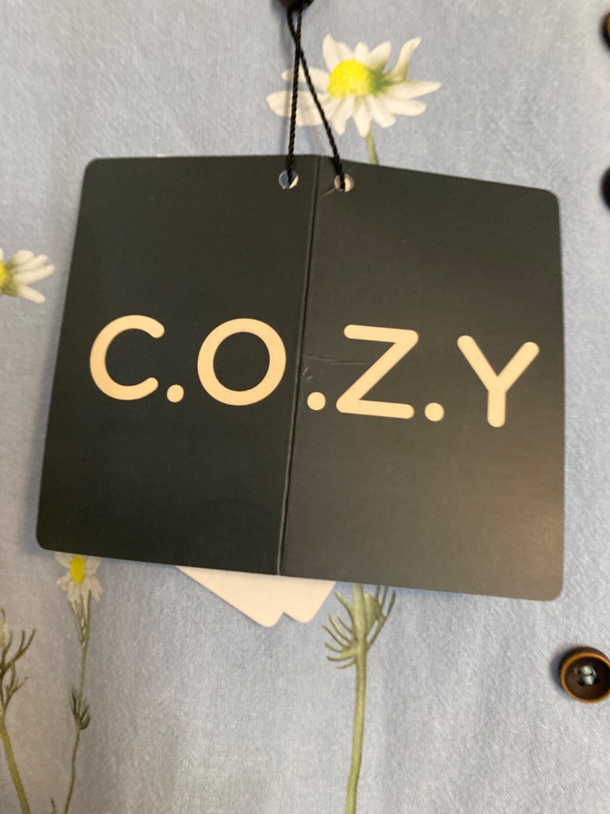 C.O.Z.Y womens chambray long sleeve shirt size 1X flower graphics loose fit