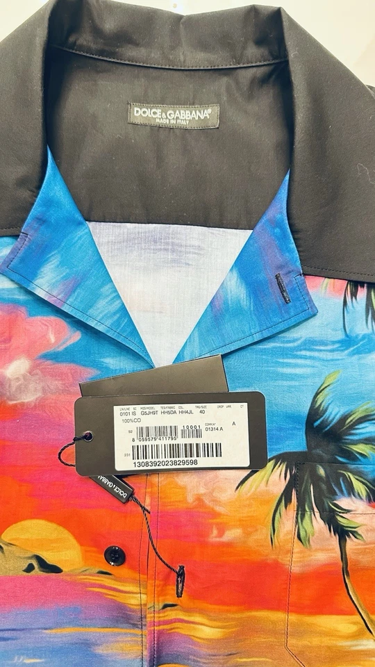 $1195 Dolce & Gabbana Мужская по всему графический цветочный принт рубашка размер 40 - Изображение 2 из 4