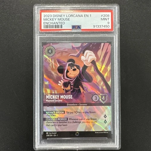 2023 Disney Lorcana EN 1 #208 Mickey Mouse Wayward Sorcerer Enchanted PSA 9 Mint