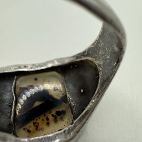 Vintage Handmade Estate Sterling Silver Dendritic Agate Ring 10.7g• Size 11 • - Picture 15 of 19
