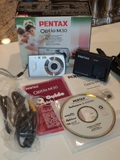 Pentax Optio M30 7.1MP Compact Digital Camera Silver Tested Full Working Set