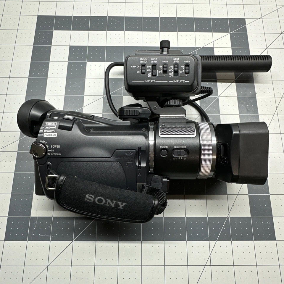 Sony HVR-A1J DVCAM Camcorder with ECM-NV1 Mic XLR Inputs ZEISS Nightshot W/ Hood - Image 3 of 4