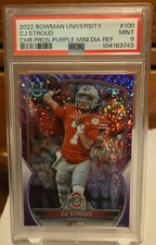 2022 BOWMAN CHROME U #100 CJ STROUD PURPLE MINI DIAMOND REFRACTOR 057/399 PSA 9