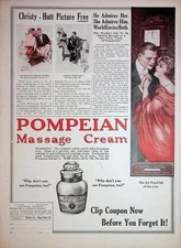 Original 1914 Vintage Health & Beauty Ad: POMPEIAN MASSAGE CREAM WITCHING HOUR