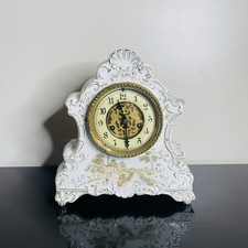 Vtg 1890s Waterbury Parlor Mantel Clock Porce...