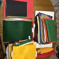 LOT OF FELT PIECES 7 PIECES 6 COLORS ALL MEASUREMENTS INCLUDED