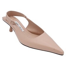 JIMMY CHOO Light Pink Amel Leather Slingback Pumps Size 36.5