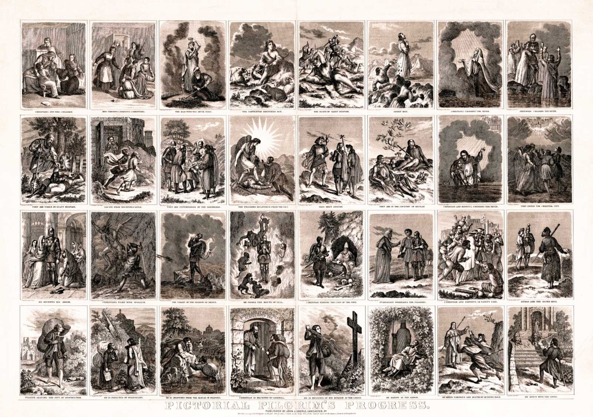 1862 Pictorial Pilgrim's Progress Pilgrimages Christianity Wall