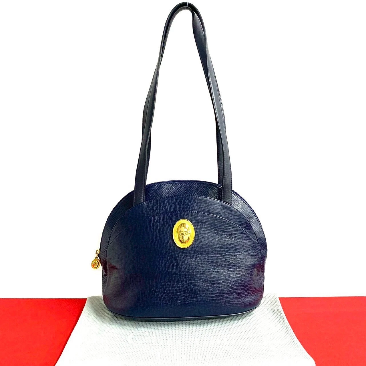 Sac bandoulière Christian Dior logo CD métal cuir marine 25434