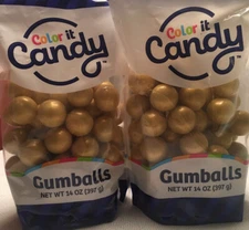 Decorative Party Gumballs/Favors- GOLD Color It Candy-2 Bags (52 Pieces Each)