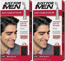 Just For Men A-55 REAL BLACK Comb In Hair Color ( 2 pack ) red