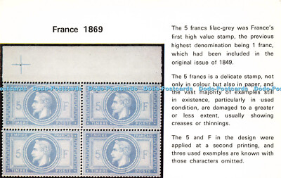 R574236 Frankreich 1869 5 Francs Fliedergrau A Souvenir of British Philatelic Exponat